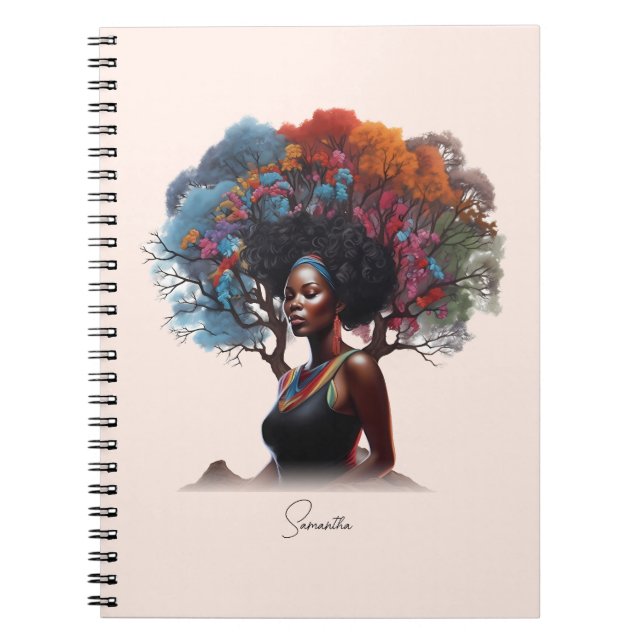 Carnet Une femme afro-américaine aux cheveux arborés (Devant)