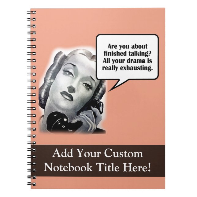 Carnet Une femme rétro au téléphone, un drame (Devant)