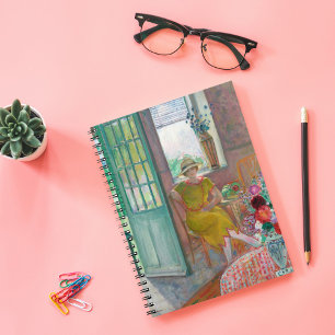 Carnet Une jeune femme dans un intérieur fleuri Henri L