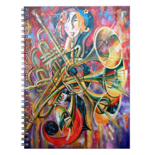 Carnet Une peinture à l'huile sur toile. Musique, la fill