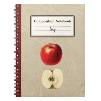 Carnet Une pomme rouge et une composition à moitié person