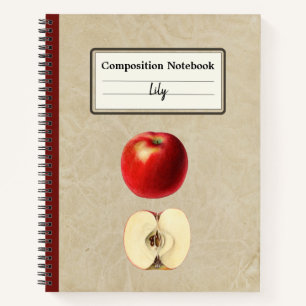 Carnet Une pomme rouge et une composition à moitié person