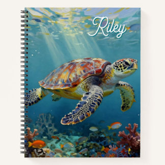 Carnet Une Tortue de Mer et des Rayons de Soleil dans l'O