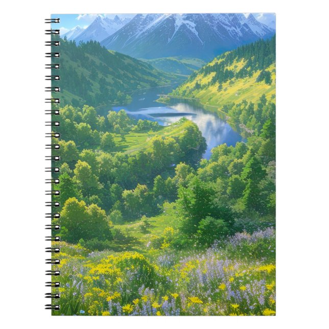Carnet Une Vallée Verte florissante avec des pins (Devant)
