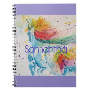 Carnet Unicorn Aquarelle Peinture Girls Nom Notebook