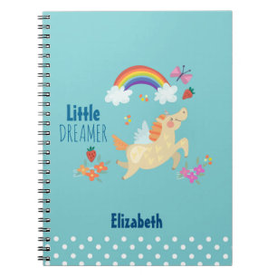 Carnet Unicorn Arc-en-ciel nuages et fleurs Petit Dreamer