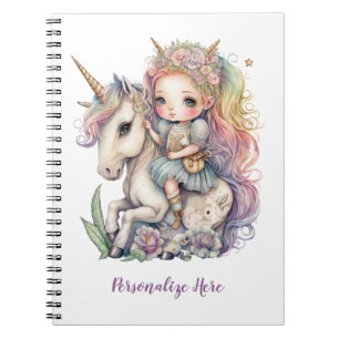 Carnet Unicorn Fairy Princess Rainbow Coloris Personnalis
