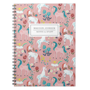 Carnet Unicorn rose mignon fille arc-en-ciel magique