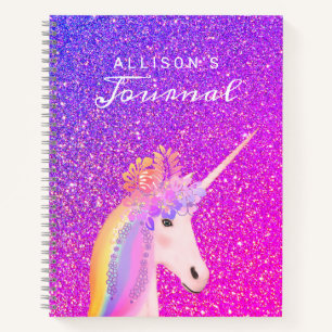 Carnet Unicorn violet rose Parties scintillant Nom du scr
