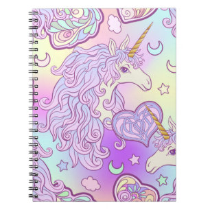 Carnet Unicorne à crinière multicolore, arc-en-ciel papil