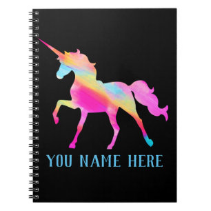 Carnet Unicorne colorée personnalisée