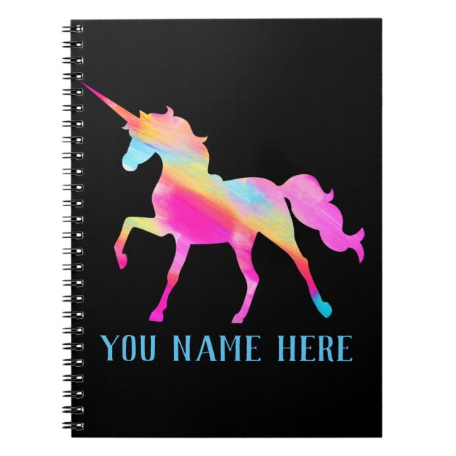 Carnet Unicorne colorée personnalisée (Devant)