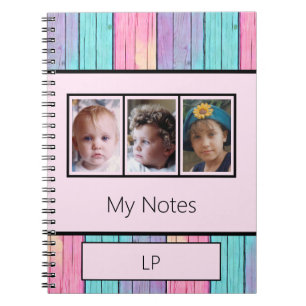 Carnet Unicorne couleurs 3 initiales photo rose