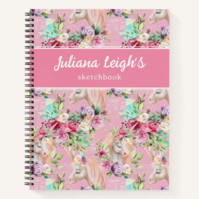 Carnet Unicorne Floral Dreams (Devant)