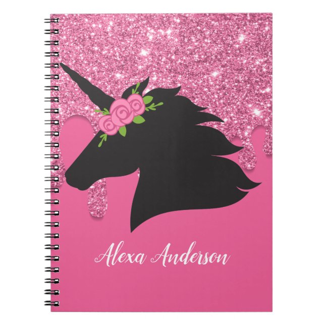 Carnet Unicorne Floral Personnalisé (Devant)
