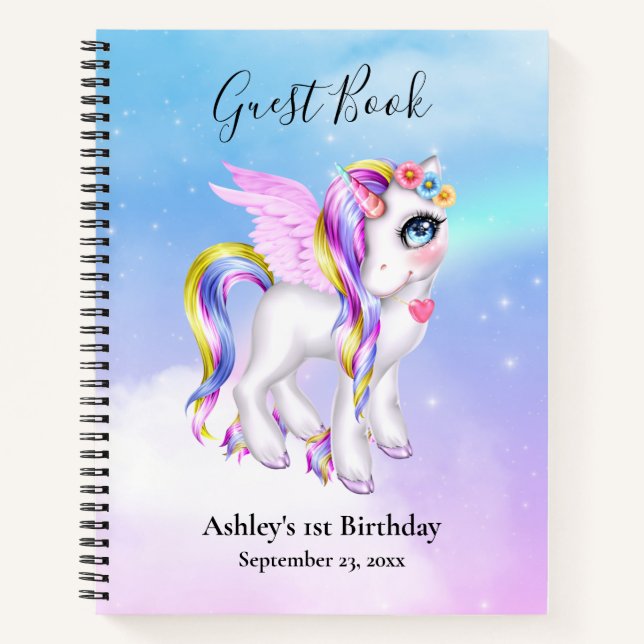 Carnet Unicorne magique avec Rainbow Mane & Tail Guestboo (Devant)