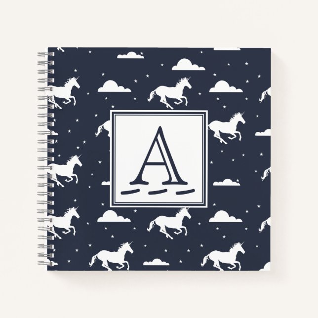 Carnet Unicorne Midnight Sky Motif Monogramme (Devant)