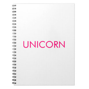 Carnet "Unicorne" minimaliste rose chaud fuchsia blanc