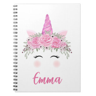 Carnet Unicorne Personnalisé Avec Nom Rose