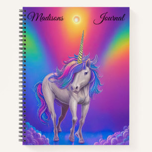 Carnet Unicorne personnalisée Arc-en-ciel