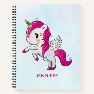Carnet Unicorne rose mignonne avec ailes