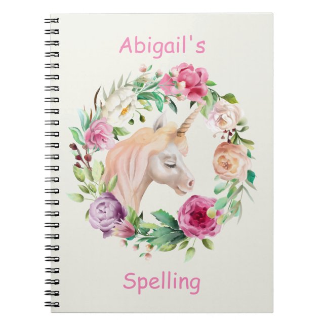 Carnet Unicorne rose violet de l'enfant Homeschool (Devant)