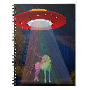 Carnet Unicorne sous poutre arc-en-ciel OVNI à la nuit, Z