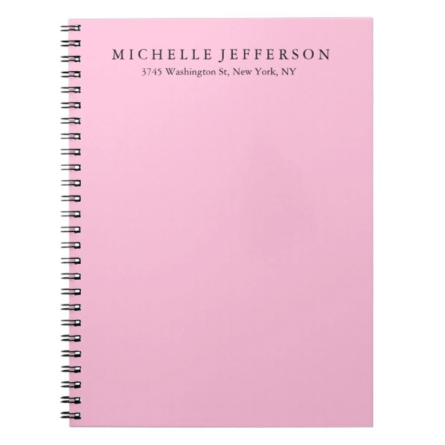 Carnet Unique Design Moderne Et Élégant Rose (Devant)