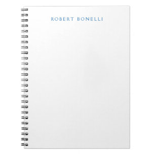 Carnet Unique Moderne Minimaliste Bleu Blanc Uni