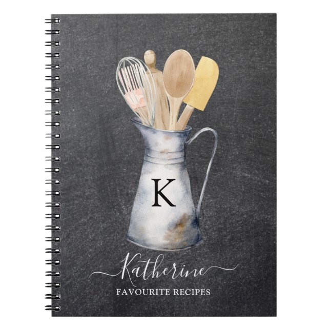 Carnet Ustensiles de cuisine monogrammes Jug Recette (Devant)