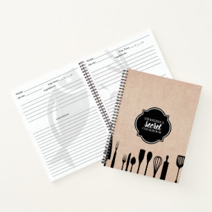 Carnet Ustensiles Faux Burlap Recette personnalisée