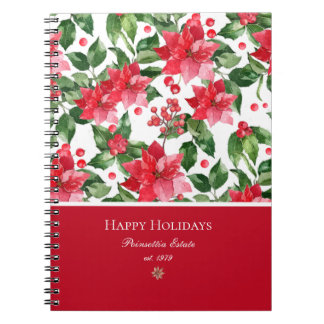 Carnet Vacances de Noël Personnalisé Poinsettia Motif