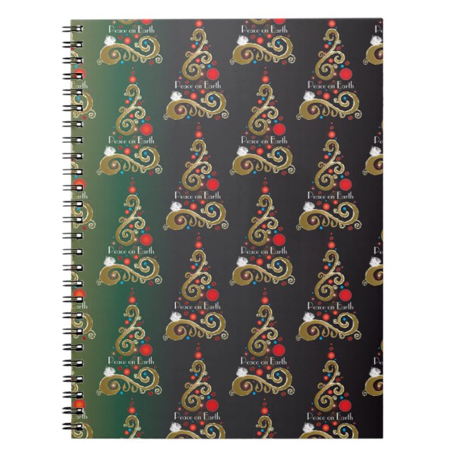 Carnet Vacances matte vert or motif de Noël (Devant)
