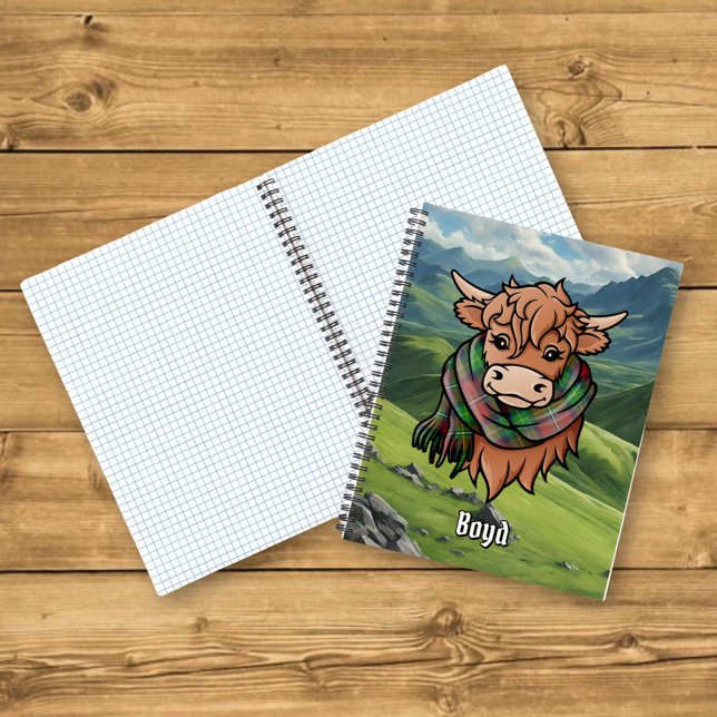 Carnet Vache de Highland avec écusson de Boyd Tartan (Créateur téléchargé)
