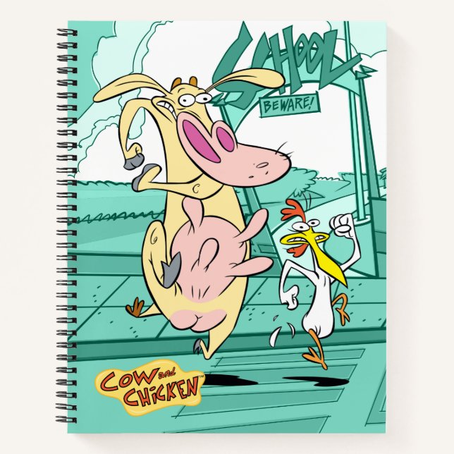 Carnet Vache et poulet à courir graphique (Devant)