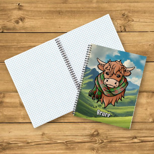 Carnet Vache Highland avec Bruce Hunter Tartan Scarf