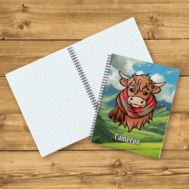 Carnet Vache Highland avec Cameron Tartan Scarf (Créateur téléchargé)