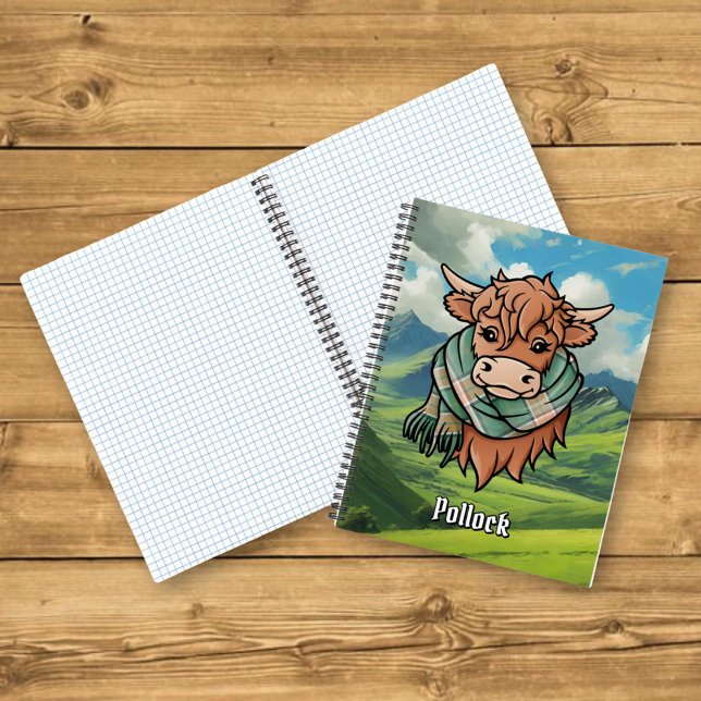 Carnet Vache Highland avec Écharpe Tartan Pollock (Créateur téléchargé)