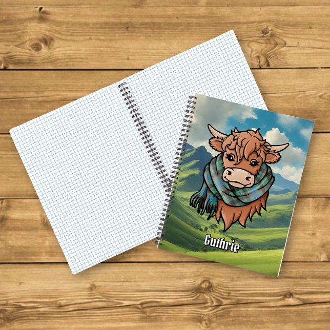 Carnet Vache Highland avec Guthrie Tartan Scarf (Créateur téléchargé)