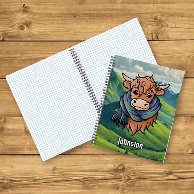 Carnet Vache Highland avec Johnston Tartan Scarf (Créateur téléchargé)