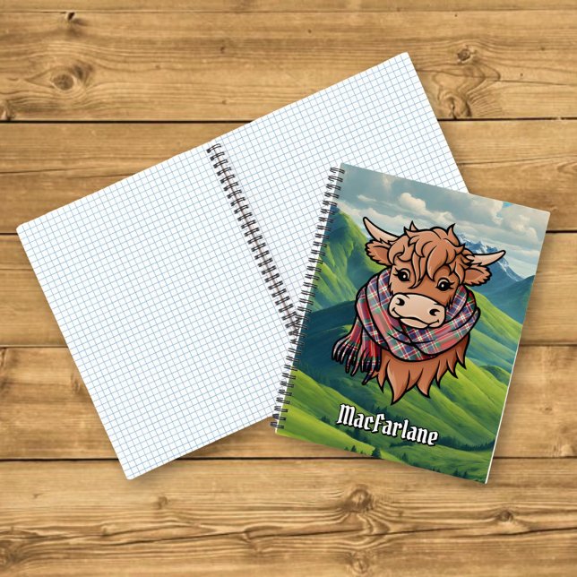 Carnet Vache Highland avec MacFarlane Tartan Scarf (Créateur téléchargé)