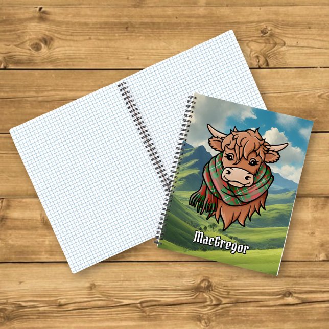 Carnet Vache Highland avec MacGregor Tartan Scarf (Créateur téléchargé)
