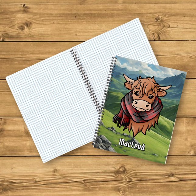 Carnet Vache Highland avec MacLeod de Raasay Tartan Scarf (Créateur téléchargé)