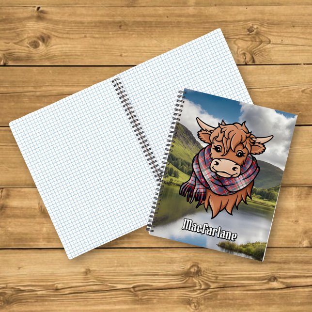 Carnet Vache Highland avec robe MacFarlane Écharpe Tartan (Créateur téléchargé)