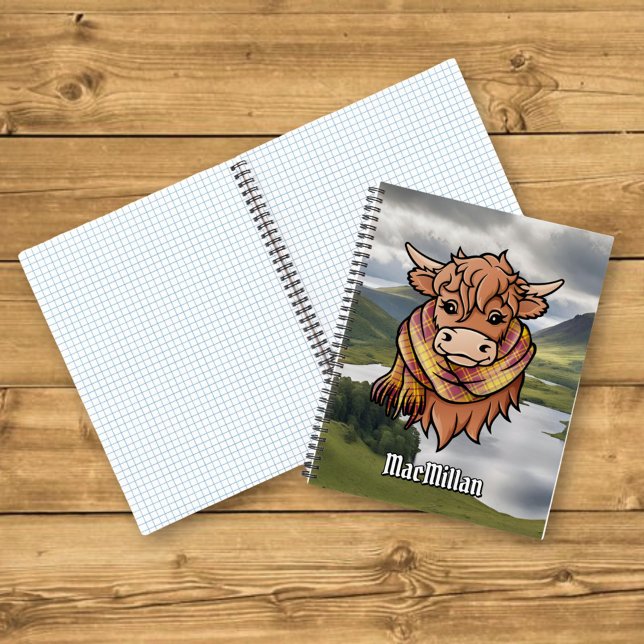 Carnet Vache Highland avec robe MacMillan Écharpe Tartan (Créateur téléchargé)