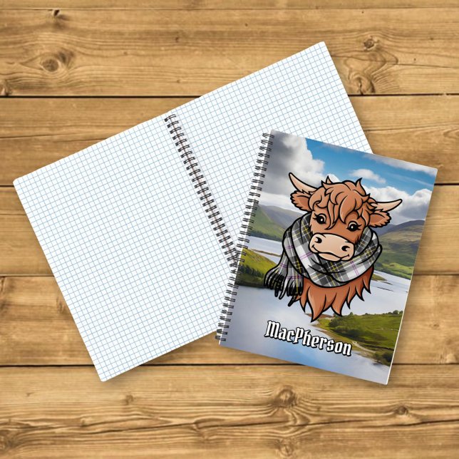 Carnet Vache Highland avec robe MacPherson Écharpe Tartan (Créateur téléchargé)