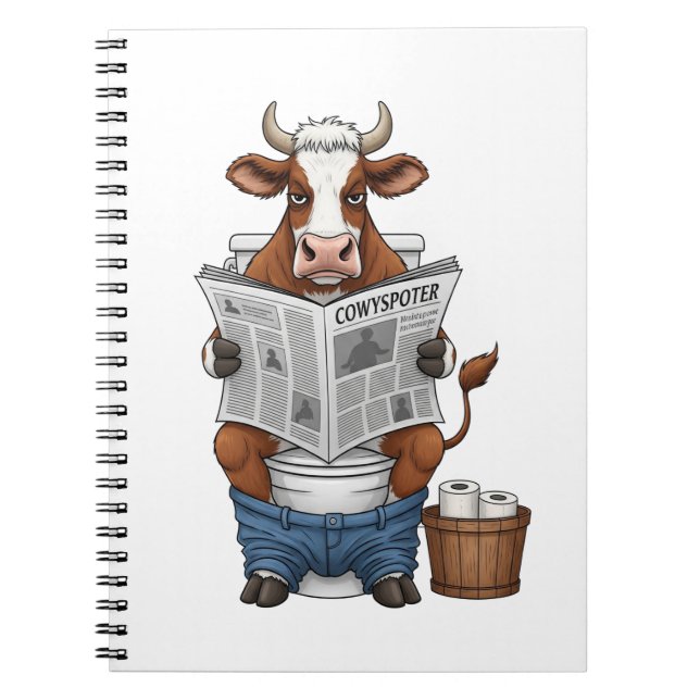 Carnet Vache sur Toilet, Animaux de ferme amusants (Devant)