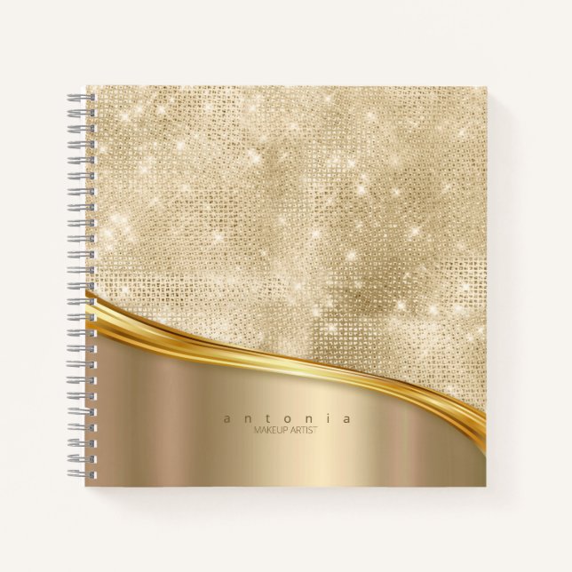 Carnet Vague de métal et de paillettes Or ID807 (Devant)