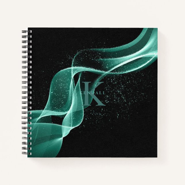 Carnet Vague légère et Stardust Monogramme Turquoise ID78 (Devant)