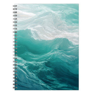 Carnet Vagues Abstraites d'Océan Sarcelle